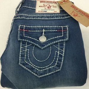 True Religion Skinny Jeans Low Rise Straight Cut SZ 24 X 31 Flip Pockets NWT